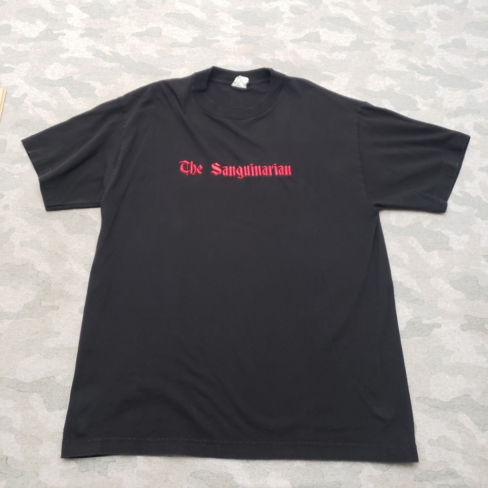 VTG The Sanguinarian AAA Shirt Mens Large Black Embroidered Vampire Gothic